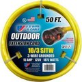 U.S. Wire & Cable U.S. Wire 68050 50 Ft. Single-Tap w/ Lit End Temp-Flex Extension Cord, 10/3 Ga., 300V, 15A, Yellow 68050